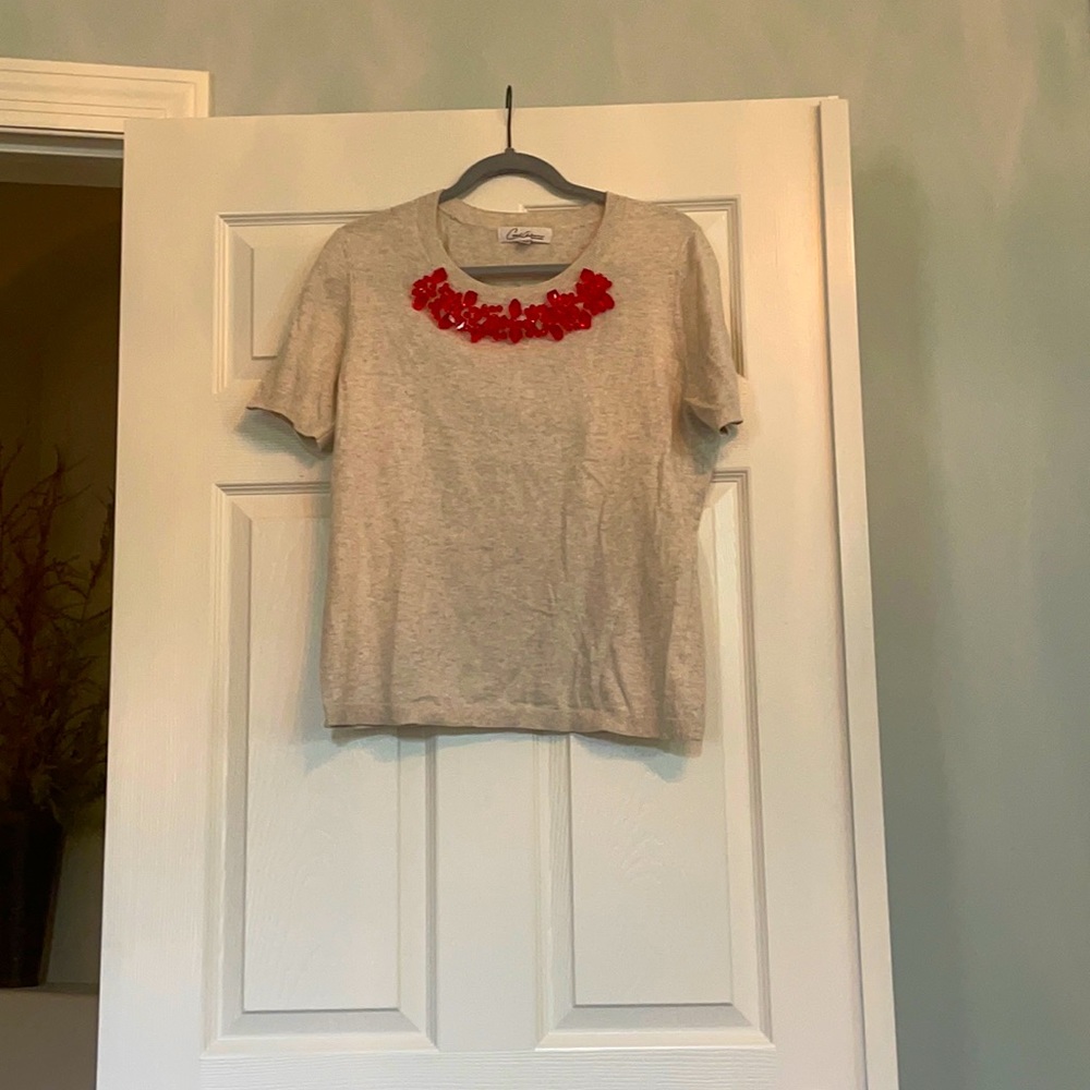 Cabi Beaded Collar Sweater